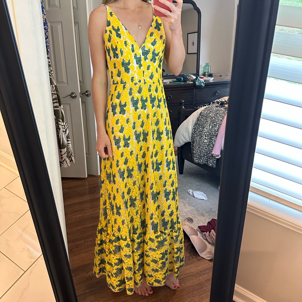 Dress The Population Gown Yellow Floral